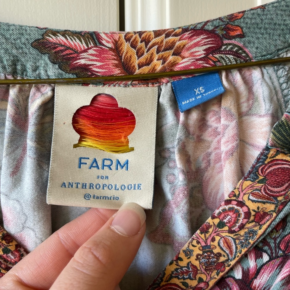 Farm Rio Anthropologie Paola Floral Peasant Blouse Size XS - Picture 7 of 8